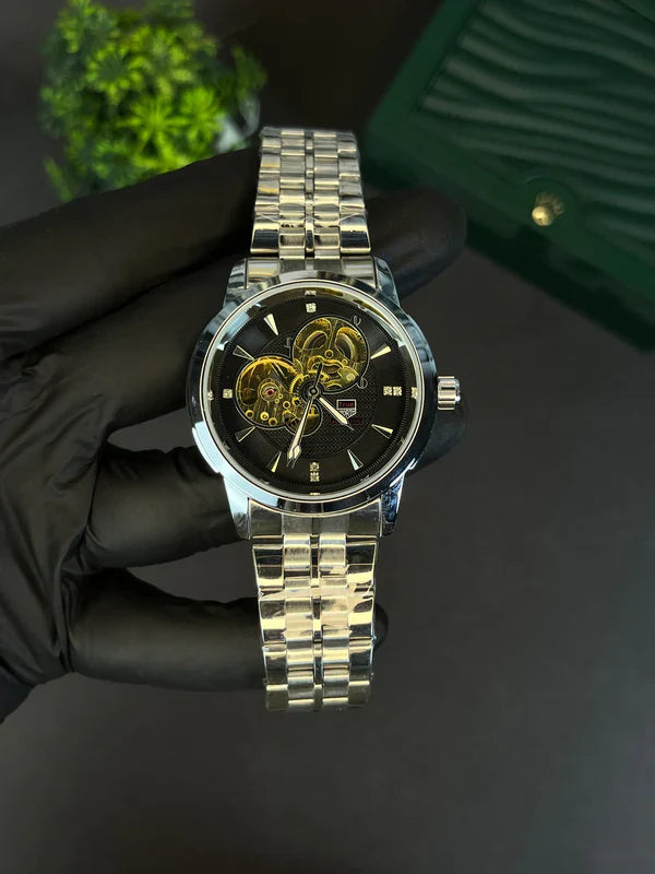 True Worth Silver Automatic Skeleton Watch - TWAT02